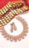 N0544_Lovely rose gold choker necklace embellished with american diamond stones with a touch of pink stones.