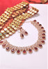 N0543_Lovely rose gold choker necklace embellished with american diamond stones with a touch of  red stones.