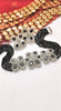N0529_Classic designer crystal with floral design pendant choker necklace set studded  with  American diamond stones.