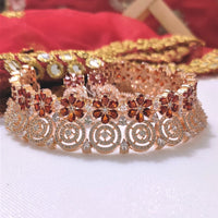 N0546_Gorgeous designer choker necklace embellished with american diamond stones with delicate stone work.