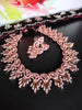 N0539_Lovely designer choker necklace studded with american diamond stones with a touch of pink stones.