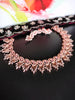 N0539_Lovely designer choker necklace studded with american diamond stones with a touch of pink stones.