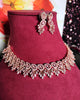 N0539_Lovely designer choker necklace studded with american diamond stones with a touch of pink stones.
