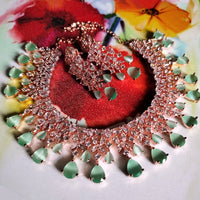 N0534_Lovely designer rose gold choker necklace embellished with american diamond stones with delicate work.