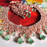 N0534_Lovely designer rose gold choker necklace embellished with american diamond stones with delicate work.