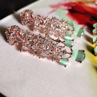N0534_Lovely designer rose gold choker necklace embellished with american diamond stones with delicate work.