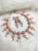 N0552_Lovely designer rose gold choker necklace embellished with american diamond stones with delicate stone work.