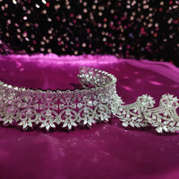 N0557_Ravising designer American Diamond stones choker set with delicate stone work.