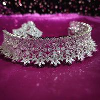 N0557_Ravising designer American Diamond stones choker set with delicate stone work.