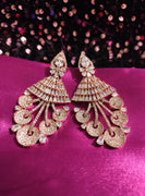 E0872_Gorgeous grand designer rose gold danglers with delicate stone work.