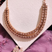 N0558_Gorgeous designer  square design layered choker necklace embellished with american diamond stones with delicate stone work.