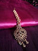 M032_Elegant designer rose gold American diamond studded Maang tika with delicate stone work.