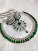 N0572_Gorgeous designer necklace embellished with american diamond stones with a touch of green stones.