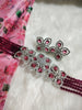 N0575_Classic designer crystal with floral design pendant choker necklace set studded  with  American diamond stones.