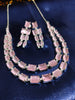 N0570_Elegant square design layered necklace embellished with american diamond stones.