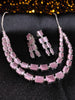 N0570_Elegant square design layered necklace embellished with american diamond stones.