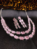 N0570_Elegant square design layered necklace embellished with american diamond stones.