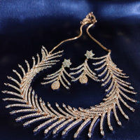 N0575_Lovely designer rose gold choker necklace embellished with american diamond stones with delicate work.