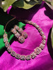 N0576_Lovely designer rose gold choker necklace embellished with american diamond stones.
