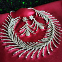 N0581_Elegant designer choker necklace embellished with american diamond stones.