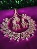N0583_Lovely  rose gold choker necklace embellished with delicate work of American diamond stones with a touch of pink stones.