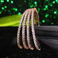 B0317_Elegant sleek design American Diamond bangles with delicate stone work.