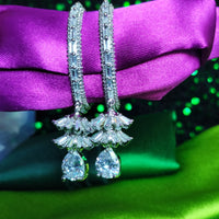 E0875_Ravishing designer American diamond embellished hoop danglers with a jumka drop.