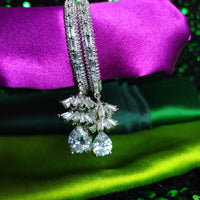 E0875_Ravishing designer American diamond embellished hoop danglers with a jumka drop.