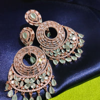 E0883_Ravishing circular design designer rose gold earrings with delicate stone work.