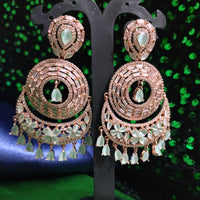 E0883_Ravishing circular design designer rose gold earrings with delicate stone work.