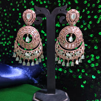 E0883_Ravishing circular design designer rose gold earrings with delicate stone work.