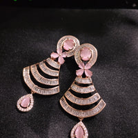 E0880_Lovely rose gold earrings with delicate stone work with a touch of pink stones.