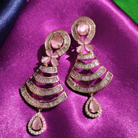 E0880_Lovely rose gold earrings with delicate stone work with a touch of pink stones.