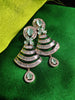 E0879_Lovely rose gold earrings with delicate stone work with a touch of sea green  stones.