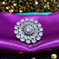 R087_Classy Grand circular design American Diamond studded statement ring.