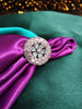 R091_Elegant flowery design circular rose gold American Diamond studded statement ring with a touch of sea green stones.
