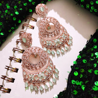 E0883_Ravishing circular design designer rose gold earrings with delicate stone work.