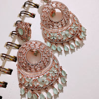 E0883_Ravishing circular design designer rose gold earrings with delicate stone work.
