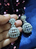 E0888_Lovely round design American diamond embellished danglers with delicate stone work.