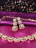 N0576_Lovely designer rose gold choker necklace embellished with american diamond stones.