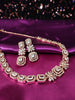 N0576_Lovely designer rose gold choker necklace embellished with american diamond stones.