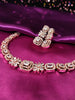 N0576_Lovely designer rose gold choker necklace embellished with american diamond stones.