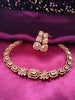 N0576_Lovely designer rose gold choker necklace embellished with american diamond stones.