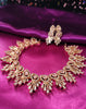 N0539_Lovely designer choker necklace studded with american diamond stones with a touch of pink stones.