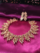 N0539_Lovely designer choker necklace studded with american diamond stones with a touch of pink stones.