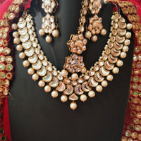 N0593_Gorgeous designer choker necklace set studded with Kundan stones with a touch of glossy pearls.