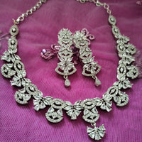 N0591_Beautiful designer choker necklace embellished with american diamond stones with delicate stone work.