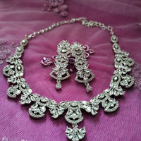 N0591_Beautiful designer choker necklace embellished with american diamond stones with delicate stone work.