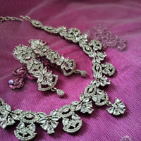 N0591_Beautiful designer choker necklace embellished with american diamond stones with delicate stone work.