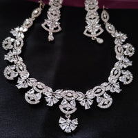 N0591_Beautiful designer choker necklace embellished with american diamond stones with delicate stone work.